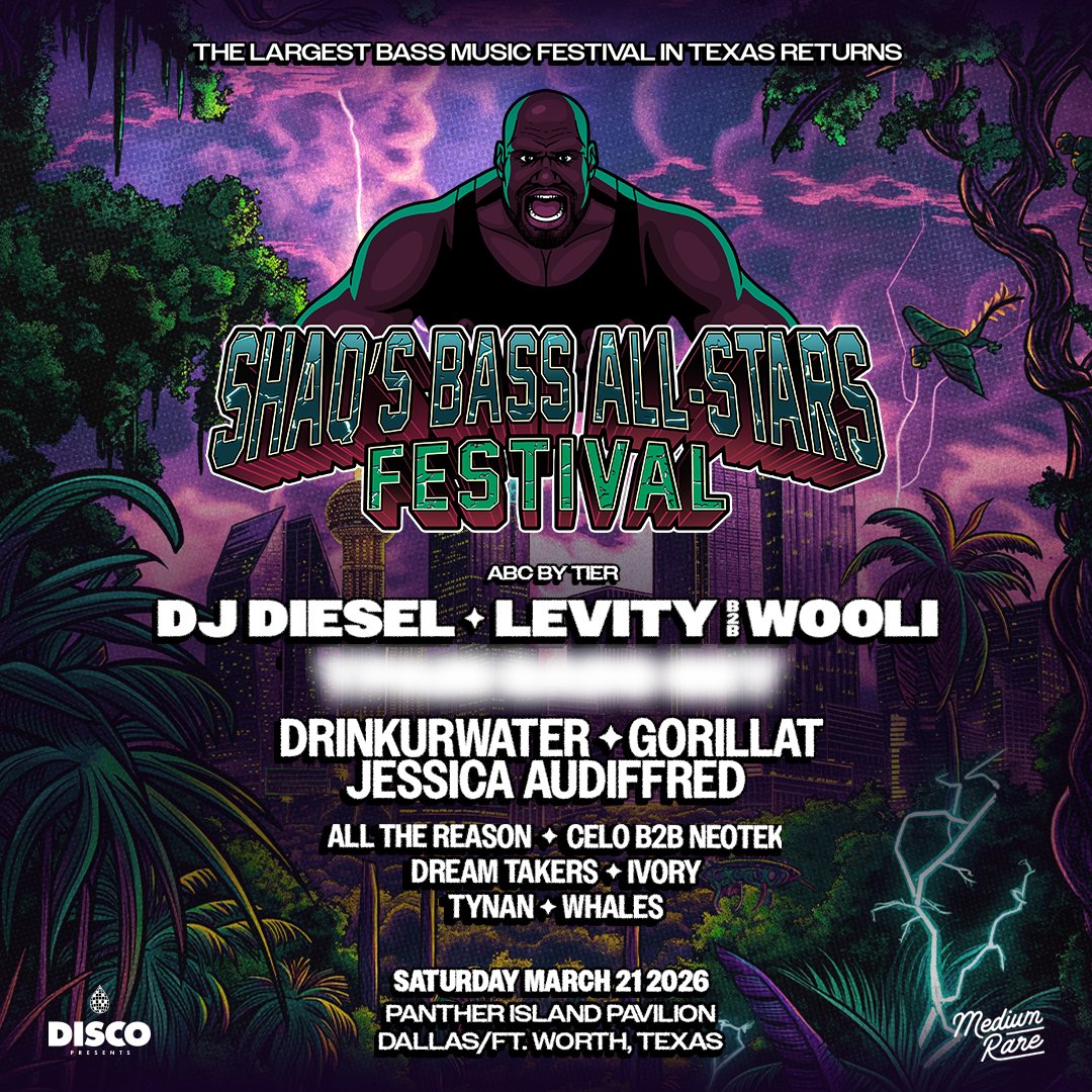 shaqs bass allstars logo with artist line up